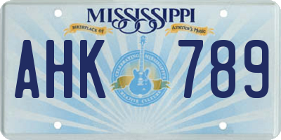 MS license plate AHK789