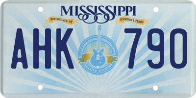MS license plate AHK790
