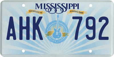 MS license plate AHK792