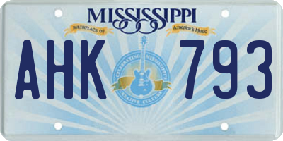 MS license plate AHK793