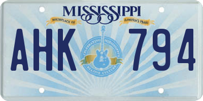 MS license plate AHK794