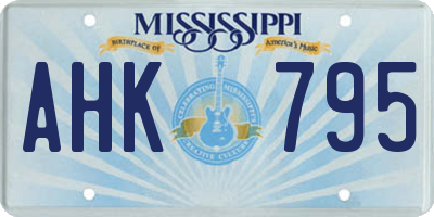 MS license plate AHK795