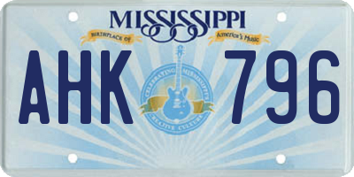 MS license plate AHK796