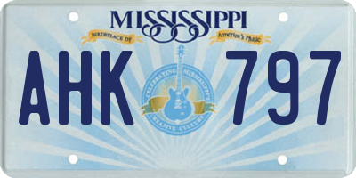MS license plate AHK797