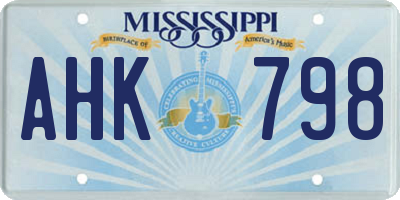 MS license plate AHK798