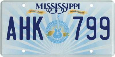 MS license plate AHK799