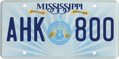 MS license plate AHK800