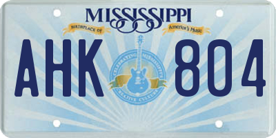 MS license plate AHK804