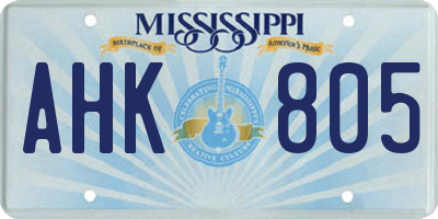 MS license plate AHK805