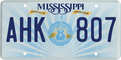 MS license plate AHK807