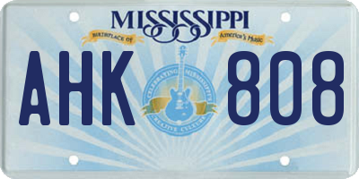 MS license plate AHK808