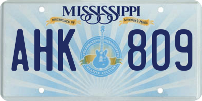 MS license plate AHK809