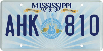 MS license plate AHK810