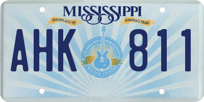 MS license plate AHK811