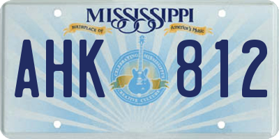 MS license plate AHK812