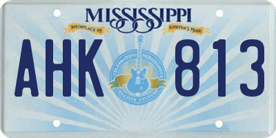 MS license plate AHK813