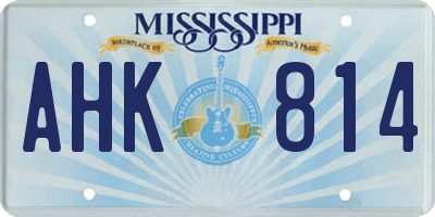 MS license plate AHK814