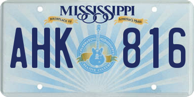 MS license plate AHK816