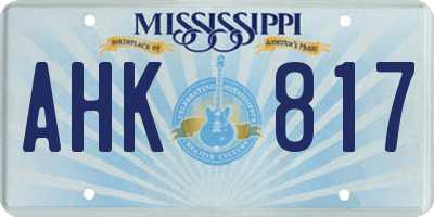 MS license plate AHK817