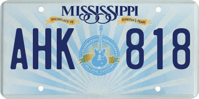 MS license plate AHK818