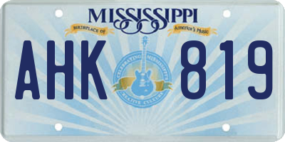 MS license plate AHK819