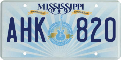MS license plate AHK820