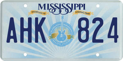 MS license plate AHK824