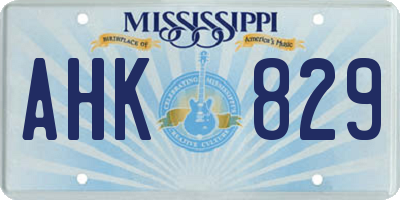 MS license plate AHK829