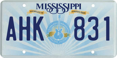 MS license plate AHK831