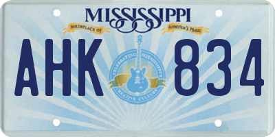 MS license plate AHK834