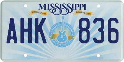 MS license plate AHK836