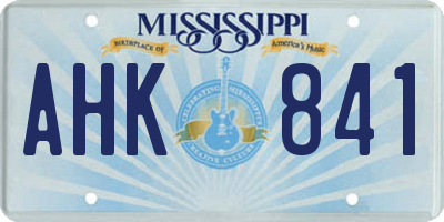 MS license plate AHK841