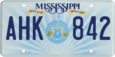 MS license plate AHK842