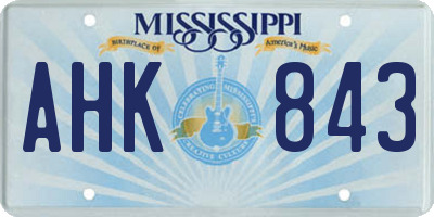 MS license plate AHK843
