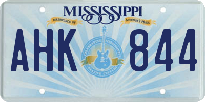 MS license plate AHK844