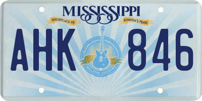 MS license plate AHK846