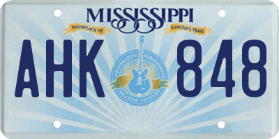 MS license plate AHK848