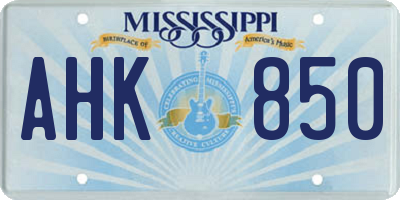 MS license plate AHK850