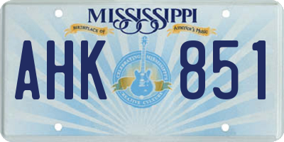 MS license plate AHK851
