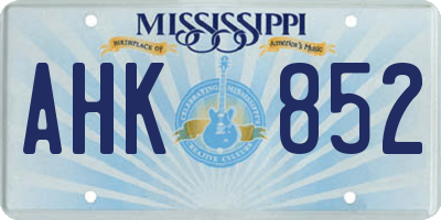 MS license plate AHK852