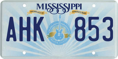 MS license plate AHK853