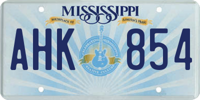 MS license plate AHK854