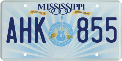 MS license plate AHK855