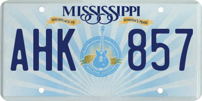MS license plate AHK857