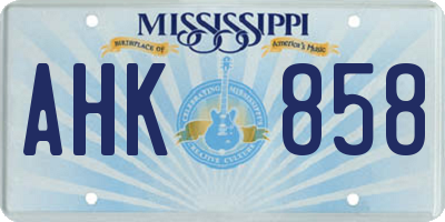 MS license plate AHK858