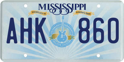 MS license plate AHK860