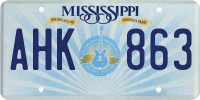 MS license plate AHK863