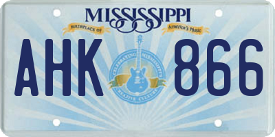 MS license plate AHK866