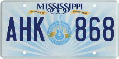 MS license plate AHK868