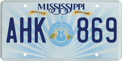 MS license plate AHK869